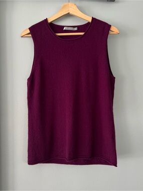 Vintage InCashmere 100% Cashmere Sleeveless Purple Vest Sweater Women’s XL Prep
